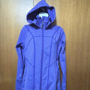 Athleta Purple Full Zip Hoodie Jacket Thumbholes Ruching Womens Activewear